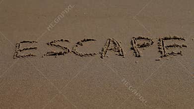 Escape, word, sand, sea, coast