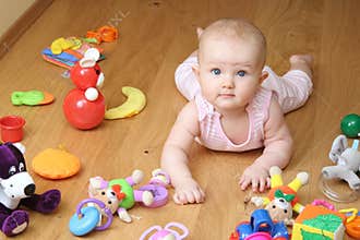Baby playing with a toys