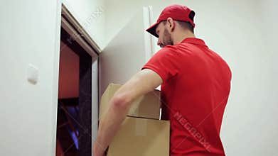 Man delivering parcel boxes to wrong customer