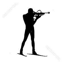 Biathlon athlete shoots standing