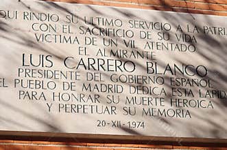 Plaque to Luis Carrerro Blanco
