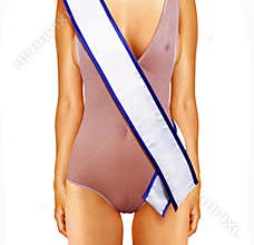 Woman body and tape of beauty contest