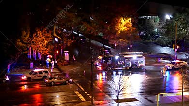 Aerial view of car accident scene