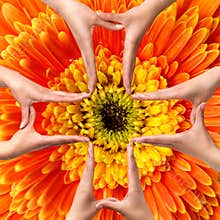 Big Medical Cross symbol from hands isolated