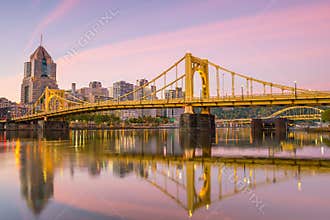 Panorama of downtown Pittsburgh at twilight