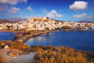Naxos Town Chora at sunset