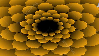 Red fantastic flower shape with 3d optical art effect rotating and changing color, seamless abstract video