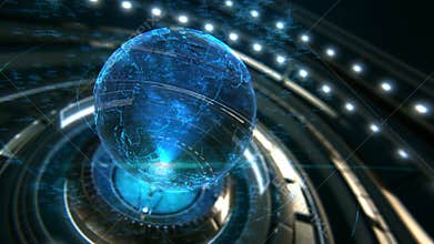 Digitally connected earth concept. 4k motion graphics