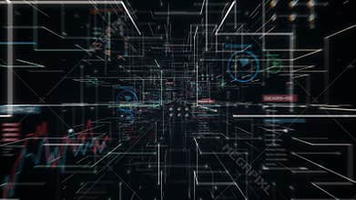 Doctor touching Brain, connect digital lines in digital display, expanding artificial intelligence Line net tunnel with graph