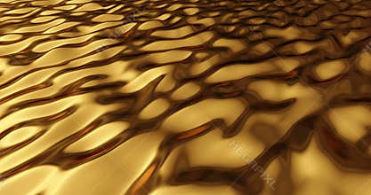 Abstract motion gold sparkle waves like material flowing, golden metallic background