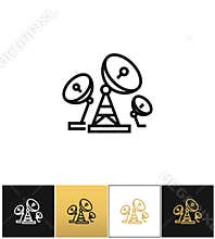 Telecommunications or radio broadcasting antenna vector icon