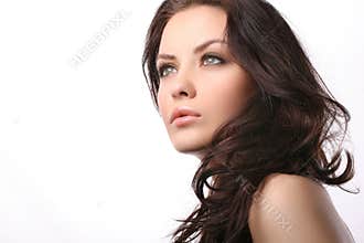 Woman on white