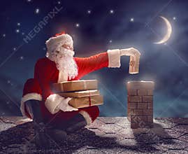 Santa Claus sitting on the roof