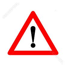 Red triangle caution warning alert sign vector illustration, isolated on white background. Be careful, do not, stop