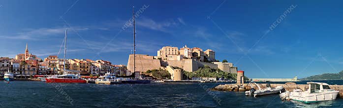 Port of Calvi with citadel in background Corsica
