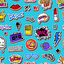 Seamless pattern with Hipsters teens doodles