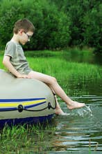 Boy splashing