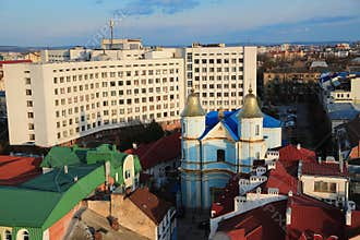 View on the city from Ratusha or Town Hall in Ivano-Frankivsk ci