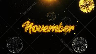 November Wishes Greetings card, Invitation, Celebration Firework Looped