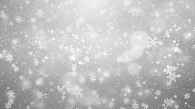 Elegant abstract silver snow snowfall snowflake particles.