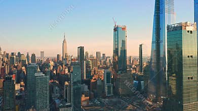 Aerial drone footage of New York skyline