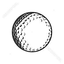 Golf Ball Black and White Illustration