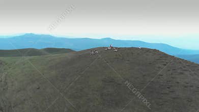 Precipice in the Mountains 4K epic Drone flight Caucasus hills and valley beauty Georgian nature