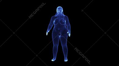 The hologram of a rotating fat female body of particles
