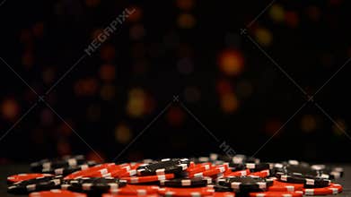 Huge pile of poker chips on sparkling background, all-in betting, fortunate game