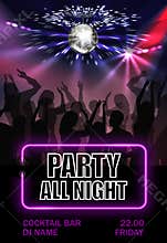 Realistic Night Party Advertising Poster