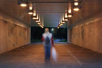 Dark pedestrian subway