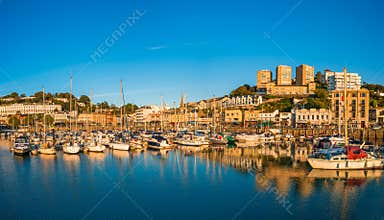 Panoramic view of Torquay harbor, South Devon, UK