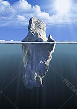 Iceberg with above and underwater view