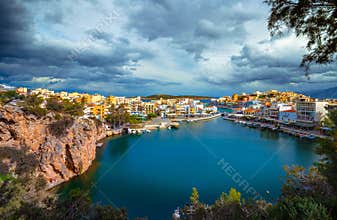 The lake Voulismeni in Agios Nikolaos, Crete, Greece.