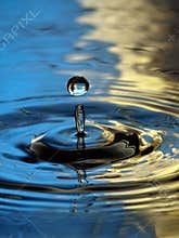 Water Droplet Ripple blue yellow column drop