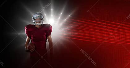American football player with stadium lights transition