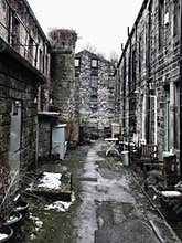 Traditional west yorkshire terraced houses with stone bricks