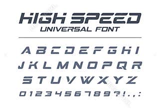 High speed universal font. Fast sport, futuristic, technology, future alphabet.