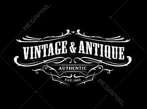Vintage badge border western antique frame label engraving retro