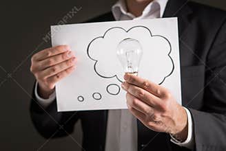 New idea, innovation and brainstorming concept.