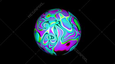 Sphere with liquid psychedelic surface, abstract 3D computer generated backdrop