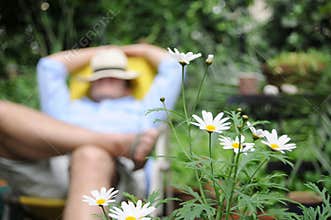 Man resting in the garden