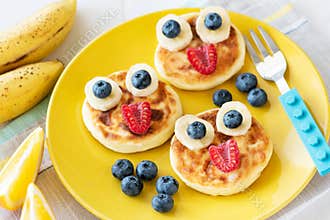 Funny Healthy Breakfast For Kids. Colorful Children Food Menu