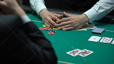 Unfortunate casino player losing money, going bankrupt, gambling addiction