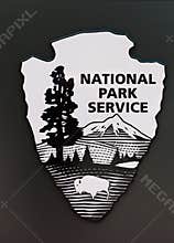 US National Park Service sign in black and white