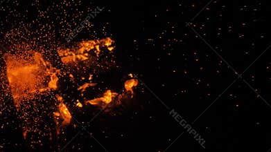 Fire in nature. Bokeh from the fire.