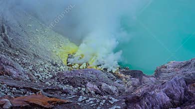Kawah Ijen Volcano Crater Landmark Nature Travel Place Of Indonesia 4K Time Lapse