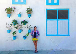 Standing near the picturesque wall in Demre