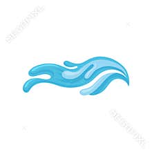 Blue ocean or sea wave, water splash, design element for marine nautical theme vector Illustration on a white background