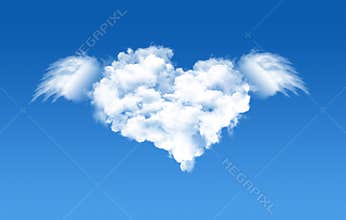 Cloud heart shape in the blue sky